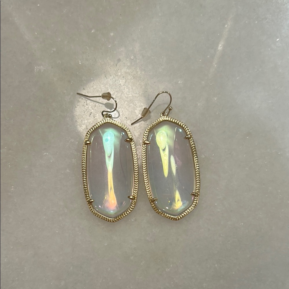 Gold and Iridescent Earrings